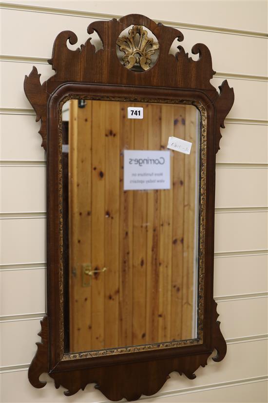 A George III mahogany and gilt mirror, H.80cm